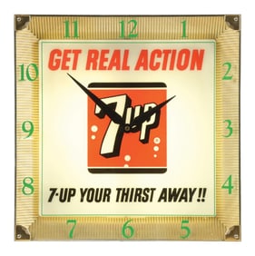 7UP SODA POP 7UP YOUR THIRST AWAY LIGHT UP ADVERTISING CLOCK.