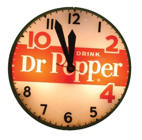 DRINK DR. PEPPER LIGHT-UP ADVERTISING CLOCK.