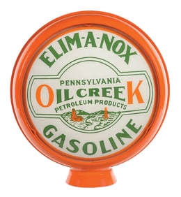 OIL CREEK "ELIM-A-NOX" GASOLINE SINGLE 15" GLOBE LENS ON METAL H.P. BODY.