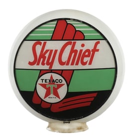 TEXACO SKY CHIEF GASOLINE COMPLETE 13.5" GLOBE ON GLASS GILL BODY.