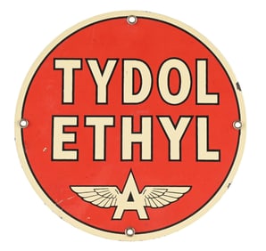 TYDOL ETHYL GASOLINE PORCELAIN PUMP PLATE SIGN