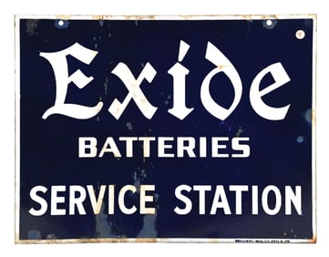 EXIDE BATTERIES SERVICE STATION PORCELAIN SIGN.
