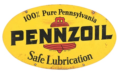 PENNZOIL MOTOR OIL TIN SERVICE STATION SIGN.