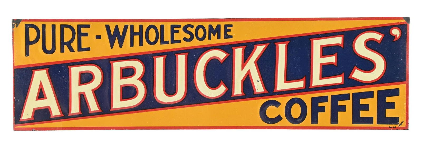 ARBUCKLES COFFEE EMBOSSED TIN SIGN. (1 of 2)