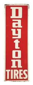 DAYTON TIRES EMBOSSED TIN SIGN.