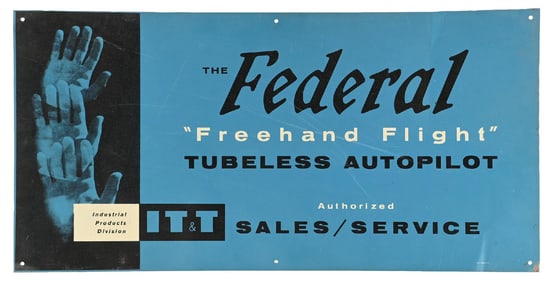 THE FEDERAL TUBELESS AUTOPILOT AUTHORIZED SALES AND SERVICE TIN SIGN