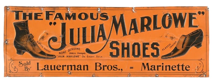 THE FAMOUS "JULIA MARLOW" SHOES EMBOSSED TIN SIGN