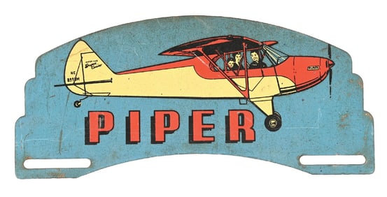 PIPER AIRCRAFT TIN LICENSE PLATE TOPPER SIGN.