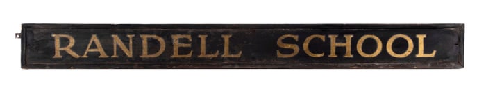 OUTSTANDING EARLY "RANDELL SCHOOL" PAINTED WOOD SIGN W/ ORIGINAL WOOD FRAME