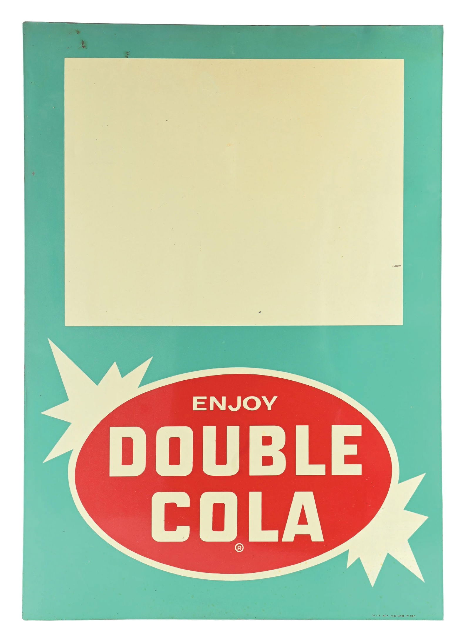 ENJOY DOUBLE COLA TIN SIGN. (1 of 3)