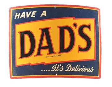 HAVE A DADS ROOTBEER CURVED TIN SIGN.