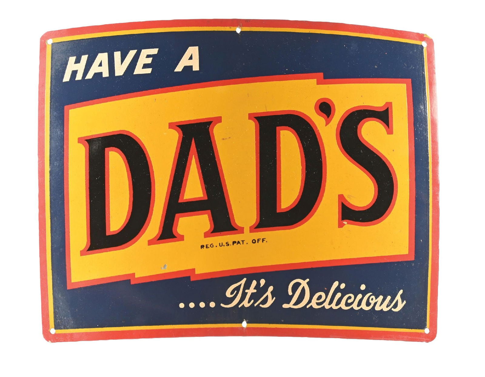 HAVE A DADS ROOTBEER CURVED TIN SIGN. (1 of 2)