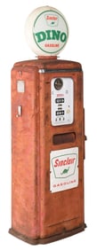 TOKHEIM MODEL #39 GAS PUMP W/ ORIGINAL SINCLAIR DINO GASOLINE GLOBE.