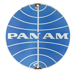 PAN AM AIRLINES PORCELAIN SIGN.