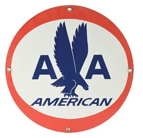 AMERICAN AIRLINES PORCELAIN SIGN W/ EAGLE GRAPHIC.