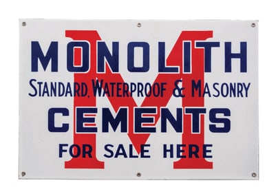 MONOLITH "CEMENT FOR SALE HERE" PORCELAIN SIGN