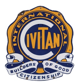 CIVITAN INTERNATIONAL BUILDERS OF GOOD CITIZENSHIP PORCELAIN SIGN