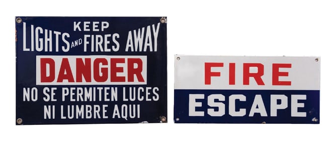 COLLECTION OF 2: PORCELAIN DANGER SIGNS