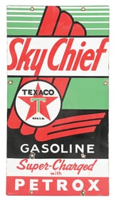 TEXACO SKY-CHIEF GASOLINE PORCELAIN PUMP PLATE.