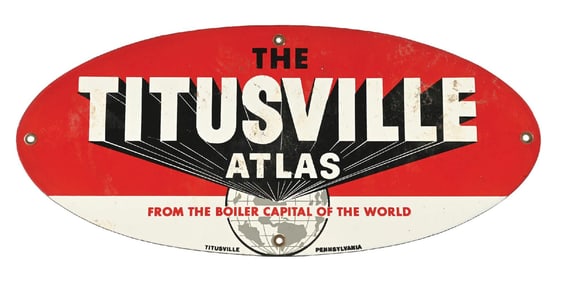 THE TITUSVILLE ATLAS PORCELAIN SIGN.