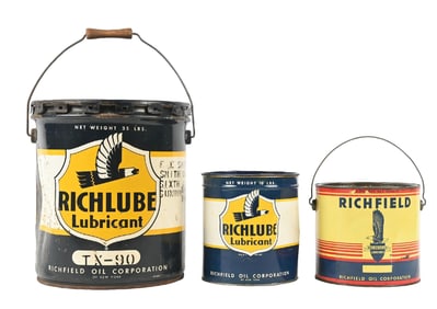 COLLECTION OF 3: RICHFIELD OIL COMPANY GREASE CANS.