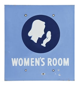 UNION OIL COMPANY WOMEN'S ROOM PORCELAIN SERVICE STATION SIGN.