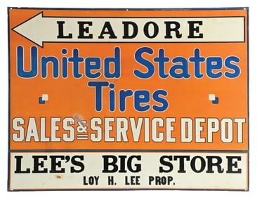 UNITES STATES TIRES SALES & SERVICE TIN SIGN.