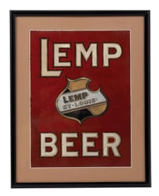 EARLY TIN SIGN ADVERTISING LEMP BEER ST. LOUIS