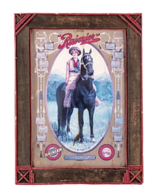 FRAMED CARDBOARD ADVERTISING FOR RANIER BREWING CO.