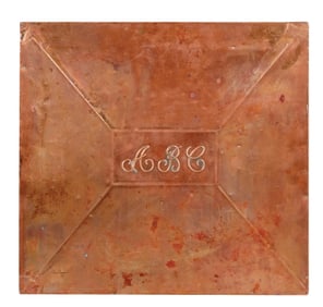 ORIGINAL COPPER PANEL LID COVER FROM THE AMERICAN BREWING CO.