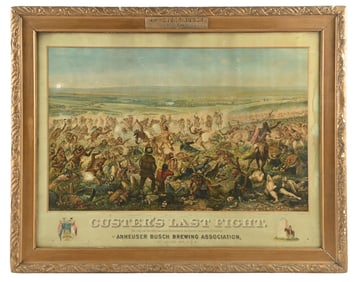 ANHEUSER BUSH CUSTER'S LAST FIGHT FRAMED LITHOGRAPH