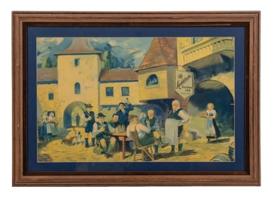 FRAMED POSTER FOR MUEHLEBACH'S BEER