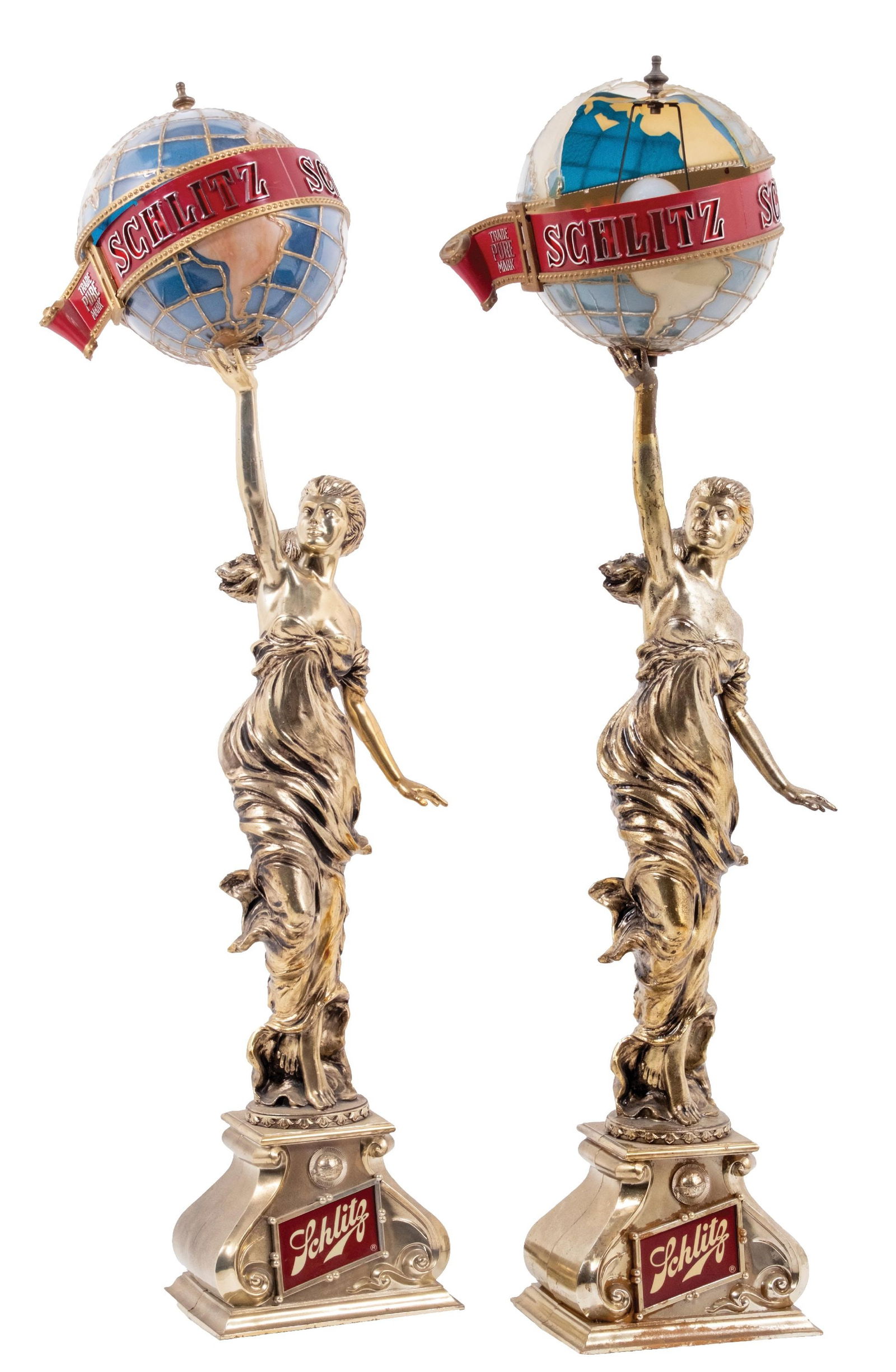 PAIR OF SCHLITZ BEER LIGHT-UP GLOBE FIGURES (1 of 5)