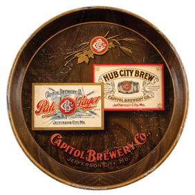 CAPITOL BREWING COMPANY PAL LAGER AND HUB CITY BEER SERVING TRAY
