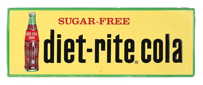 DIET-RITE COLA SIGN W/ BOTTLE GRAPHIC
