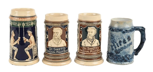 LOT OF 4: ROOT BEER AND SODA MUGS STEINS