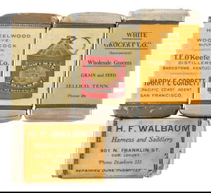 COLLECTION OF 4 CELLULOID WRAPPED MATCH SAFES