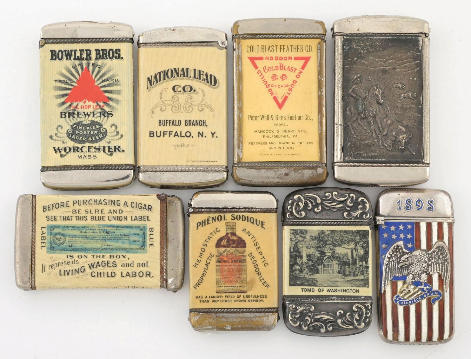 COLLECTION OF 7 VARIOUS VINTAGE MATCH SAFES (1 of 2)