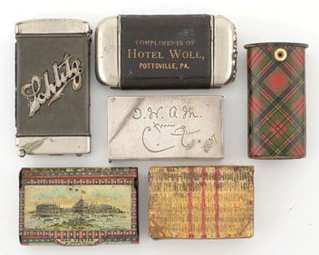 COLLECTION OF 6 VINTAGE MATCH SAFES