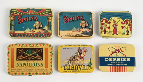 COLLECTION OF 6: CONDOM TINS