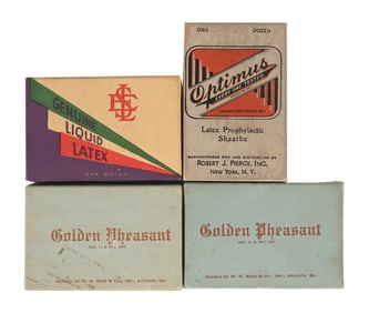 COLLECTION OF 4: CONDOM BOXES WITH TINS