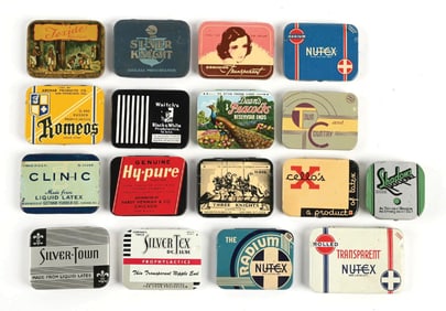 COLLECTION OF 17 CONDOM TINS