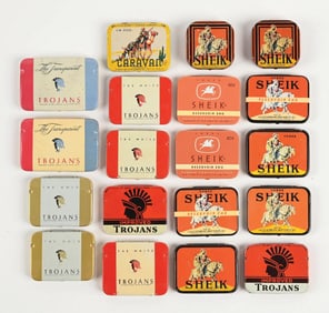 COLLECTION OF 19 COLLECTIBLE CONDOM TINS