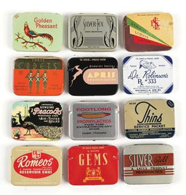 COLLECTION OF 12 CONDOM TINS