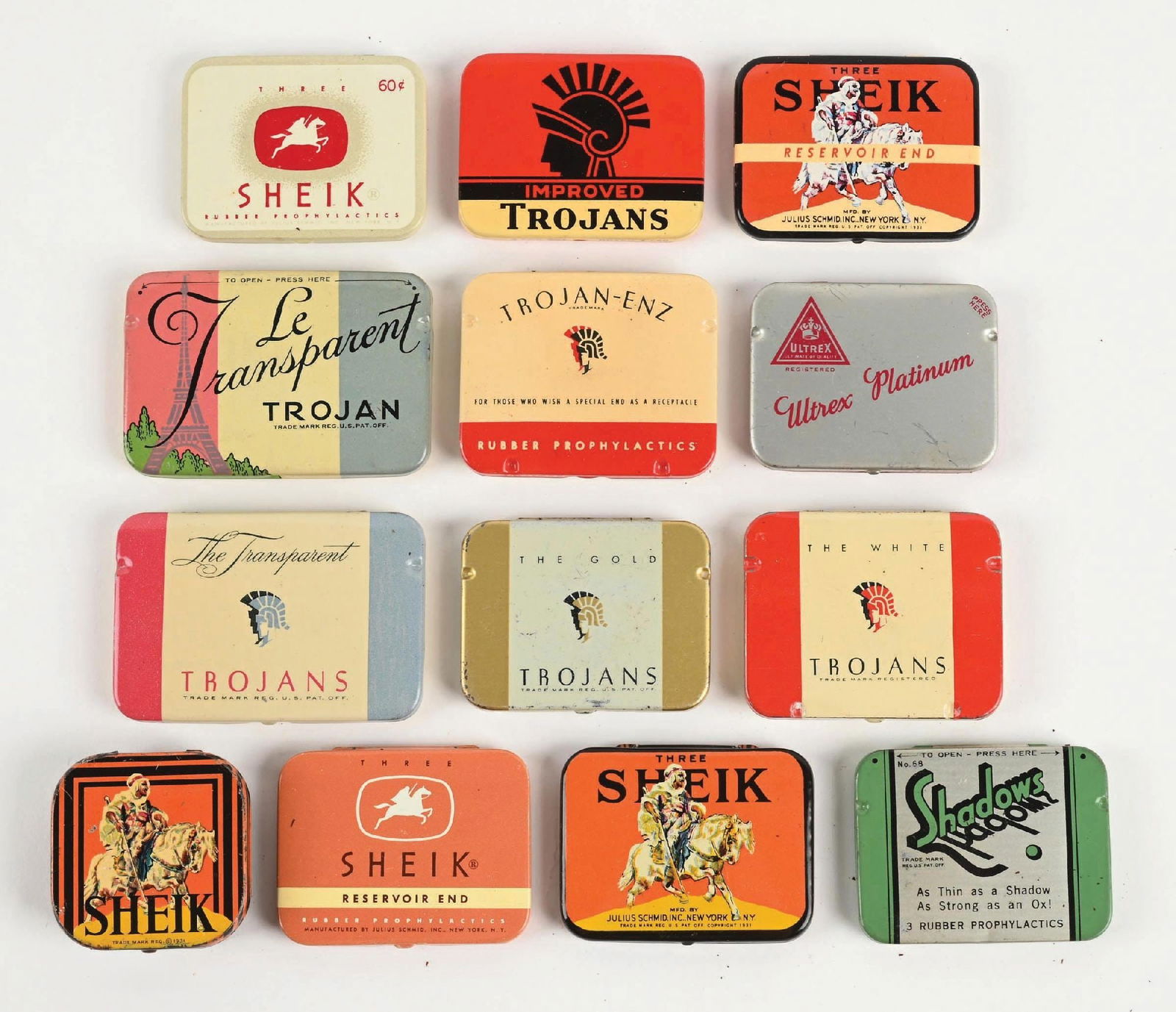 COLLECTION OF 13: CONDOM TINS (1 of 2)