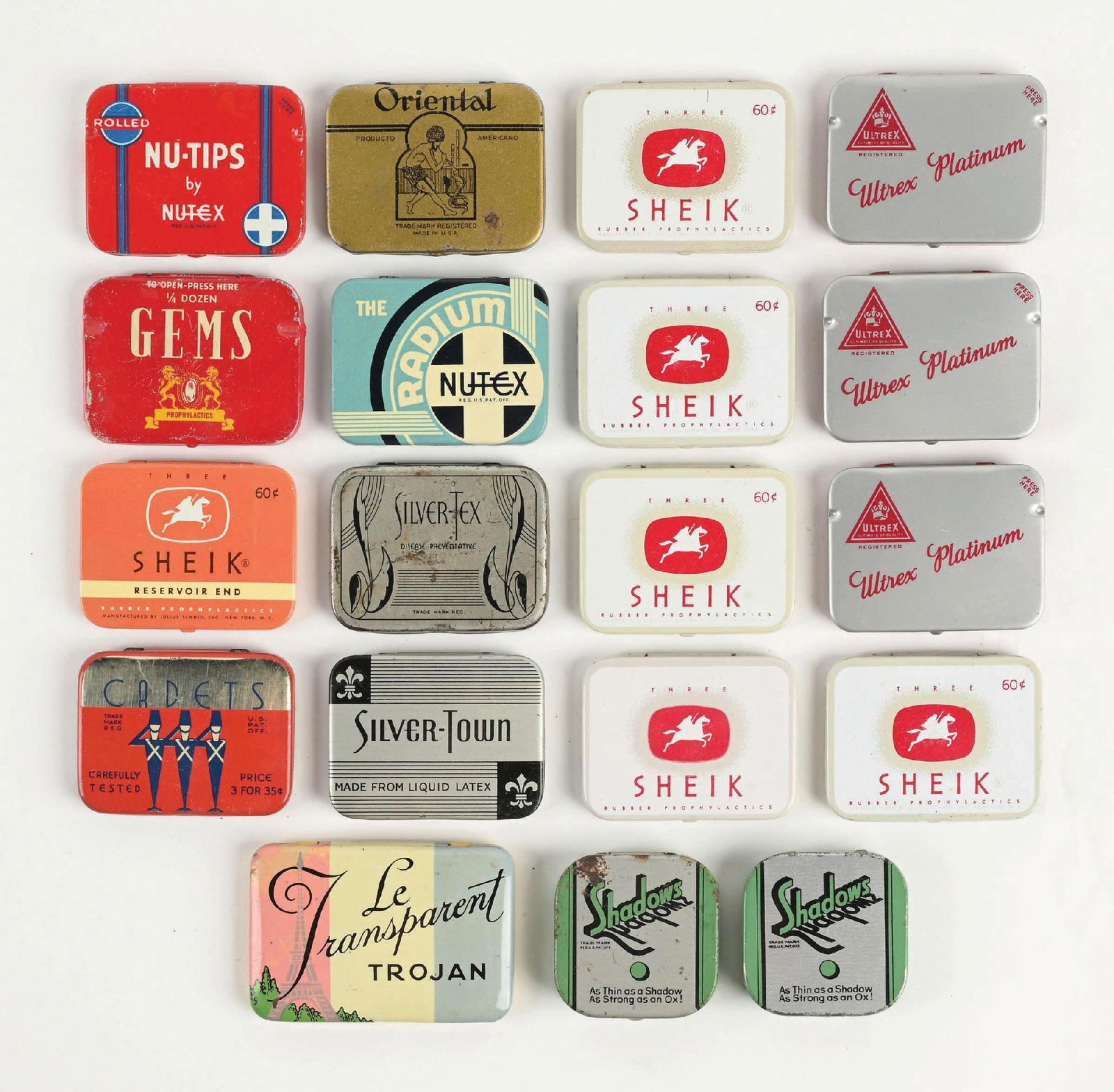 COLLECTION OF 19 COLLECTIBLE CONDOM TINS (1 of 2)