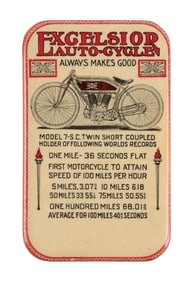 EXCELSIOR AUTO-CYCLE ALWAYS MAKES GOOD" CELLULOID-COVERED SHARPENING STONE