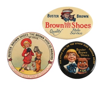 COLLECTION OF 3: BUSTER BROWN POCKET ADVERTISING MIRRORS