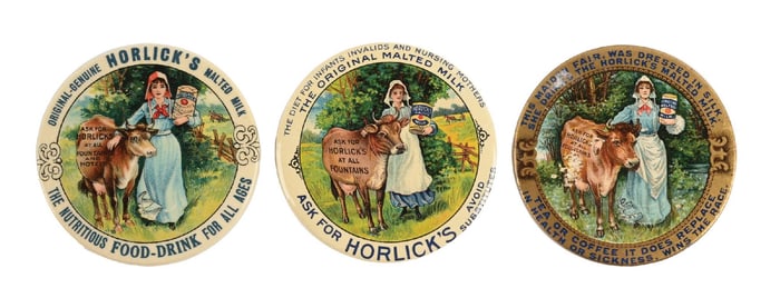 COLLECTION OF 3 HORLICKS ADVERTISING POCKET MIRRORS