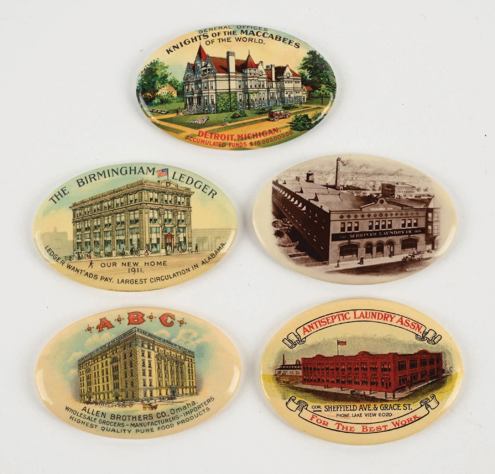 COLLECTION OF 5: POCKET ADVERTISING MIRRORS (1 of 2)